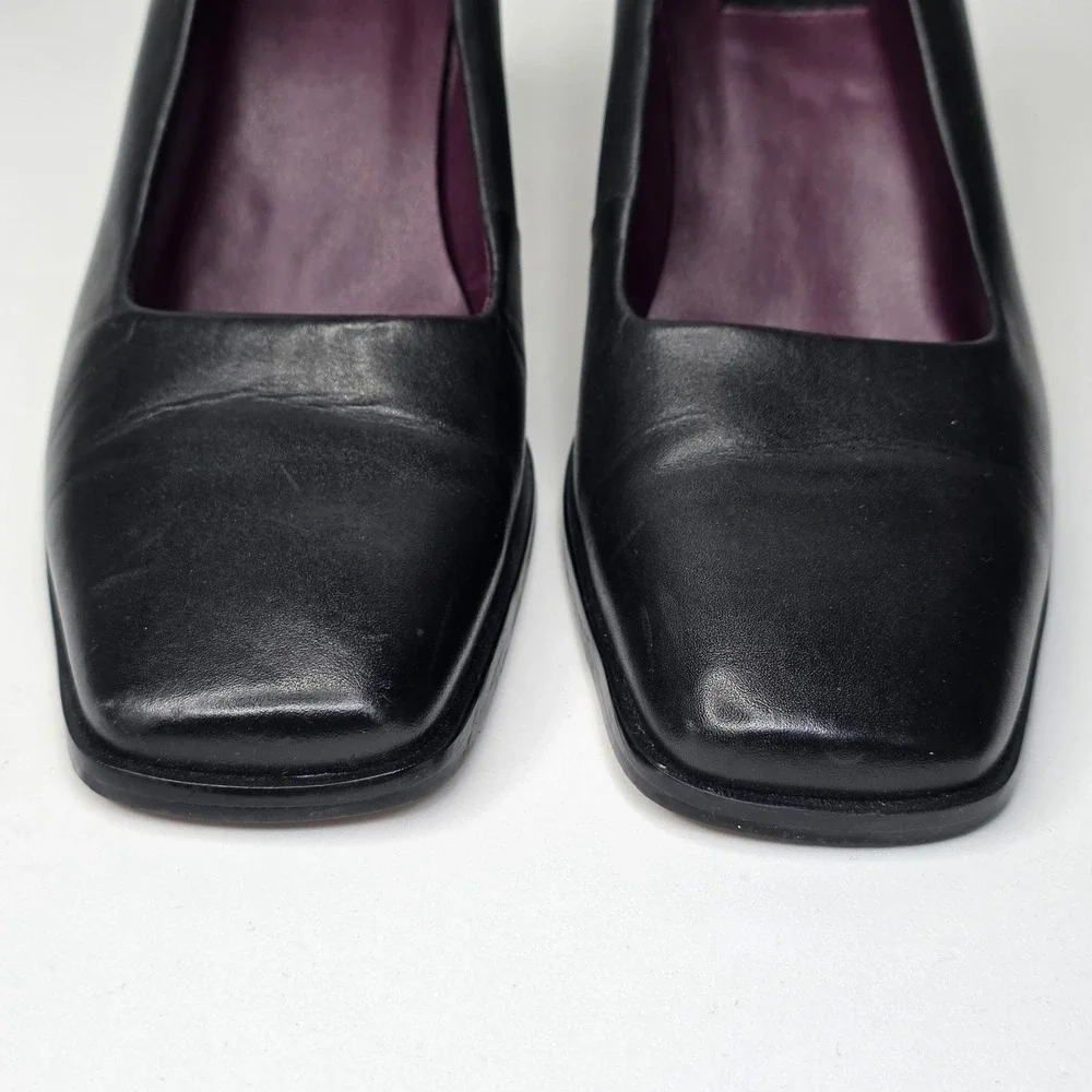 Glacee‎ Women's Heels Size 8 M Black Leather Slip On Shoes Vintage